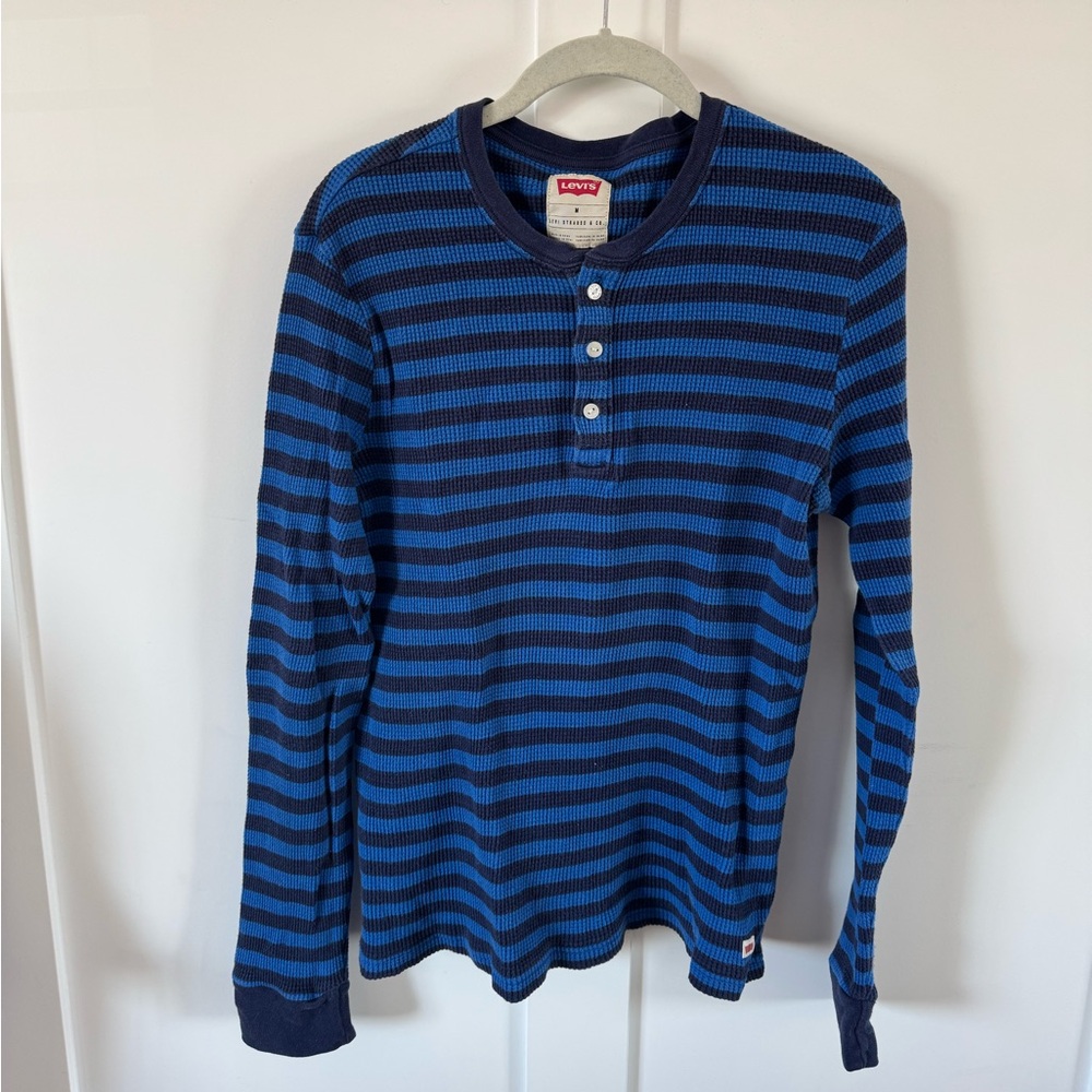 Levi's Blue Striped Henley Thermal Shirt